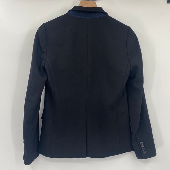 J Crew Regent Blazer Jacket Wool Blend Pop Collar Single Button Black Womens 2 - Picture 7 of 11